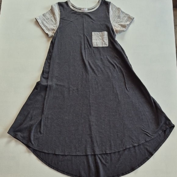 LuLaRoe Charcoal and Cream Dress - Picture 1 of 4